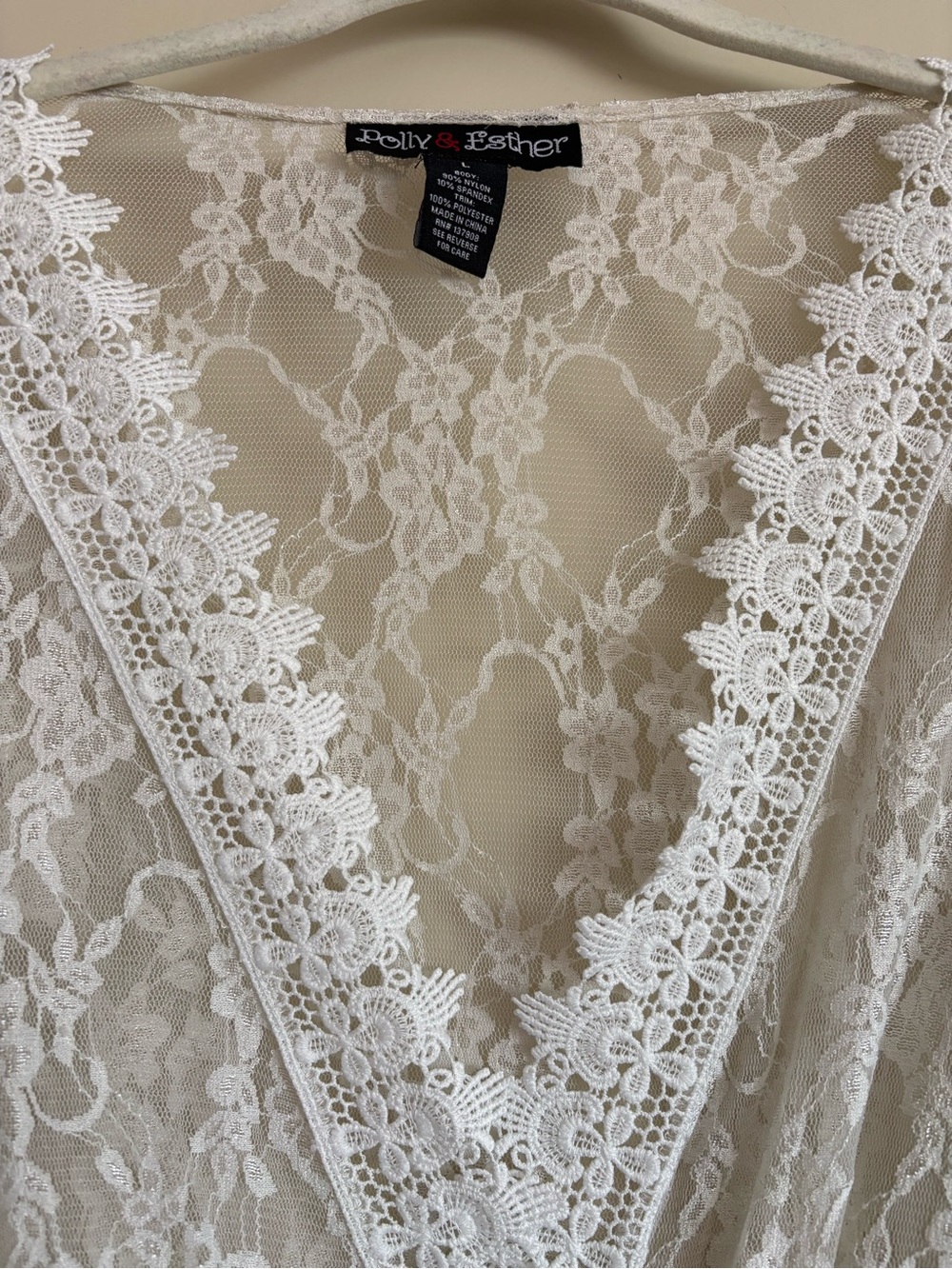 Polly & Esther Ivory Lace Top with Scalloped Trim - Picture 4 of 5